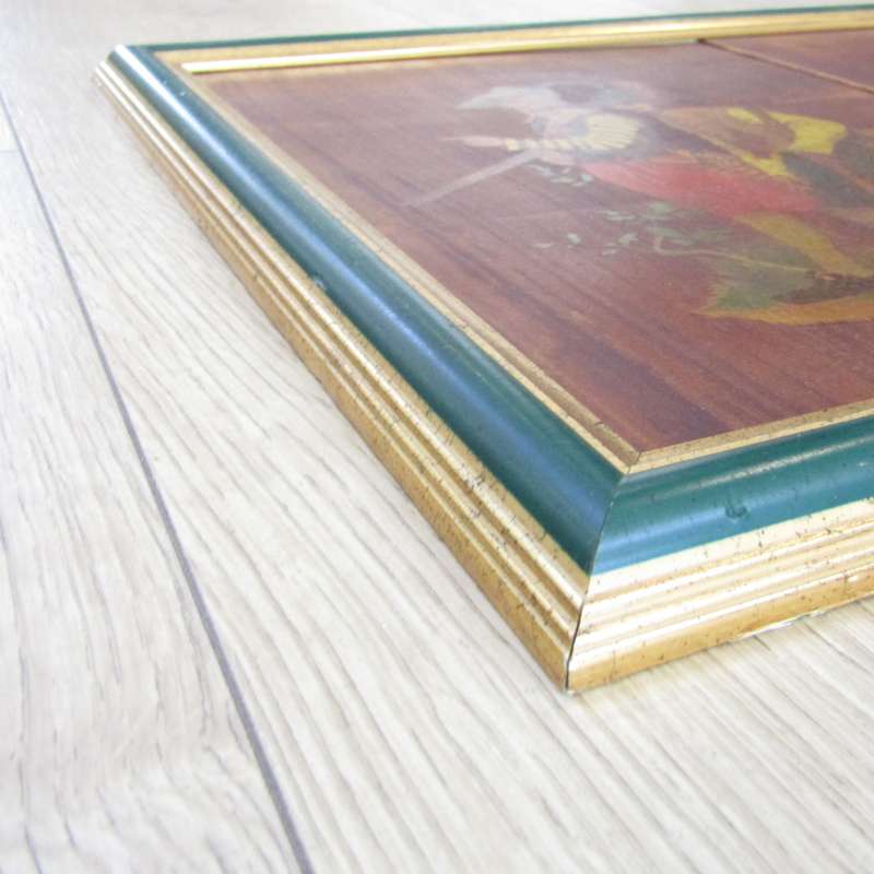 Pair of Antique wooden hanpainted cabinet inserts