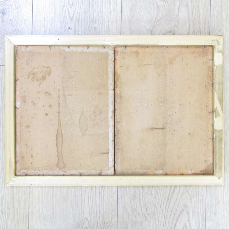 Pair of Antique wooden hanpainted cabinet inserts