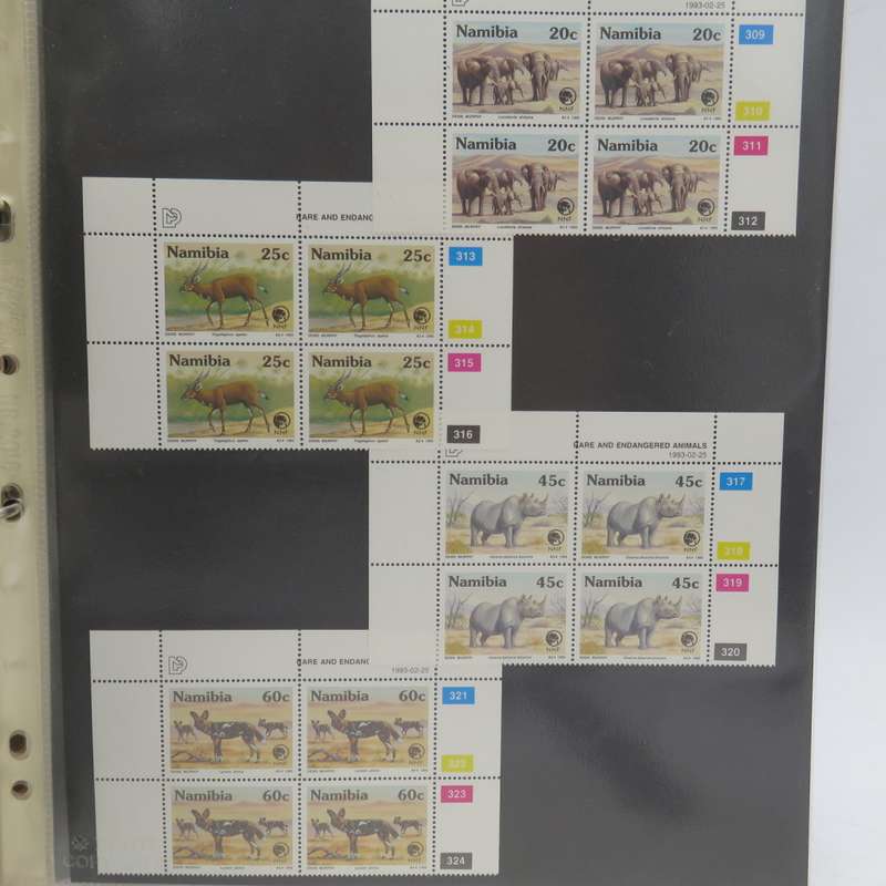 Stamp file with over 230 Namibia control blocks - a nice lot - With definitive issue blocks