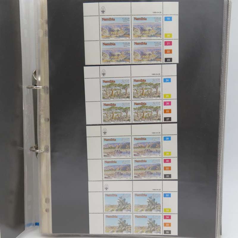Stamp file with over 230 Namibia control blocks - a nice lot - With definitive issue blocks
