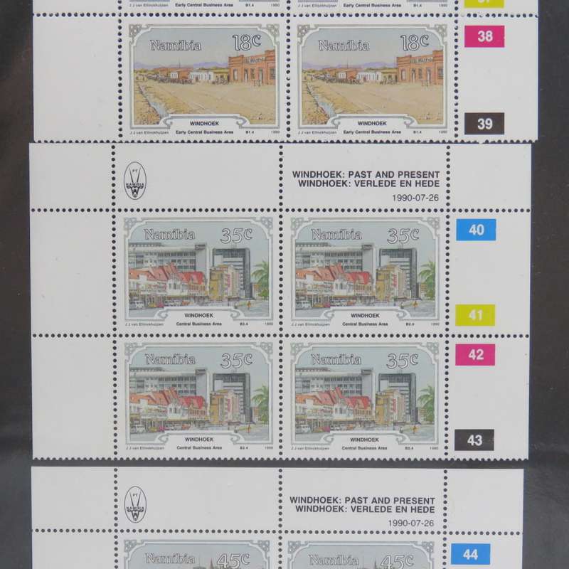 Stamp file with over 230 Namibia control blocks - a nice lot - With definitive issue blocks