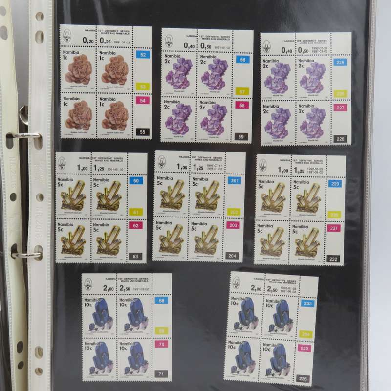 Stamp file with over 230 Namibia control blocks - a nice lot - With definitive issue blocks