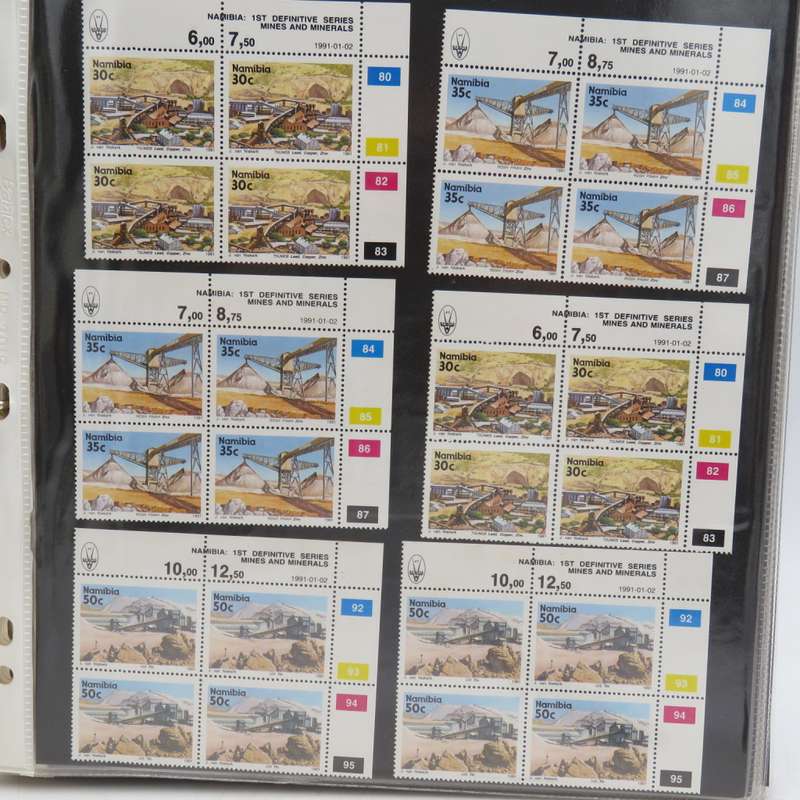 Stamp file with over 230 Namibia control blocks - a nice lot - With definitive issue blocks