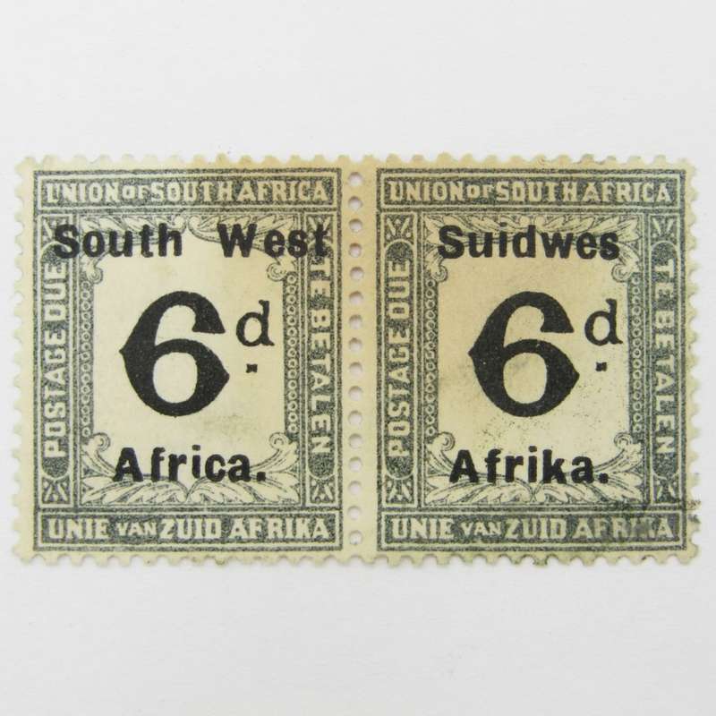 South West Africa Postage due 1927 pair 6d mint hinged