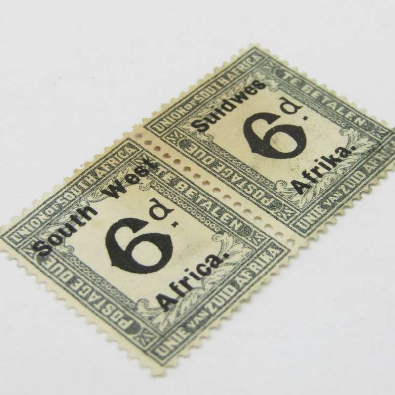 South West Africa Postage due 1927 pair 6d mint hinged