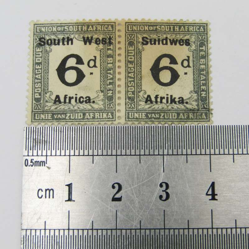 South West Africa Postage due 1927 pair 6d mint hinged