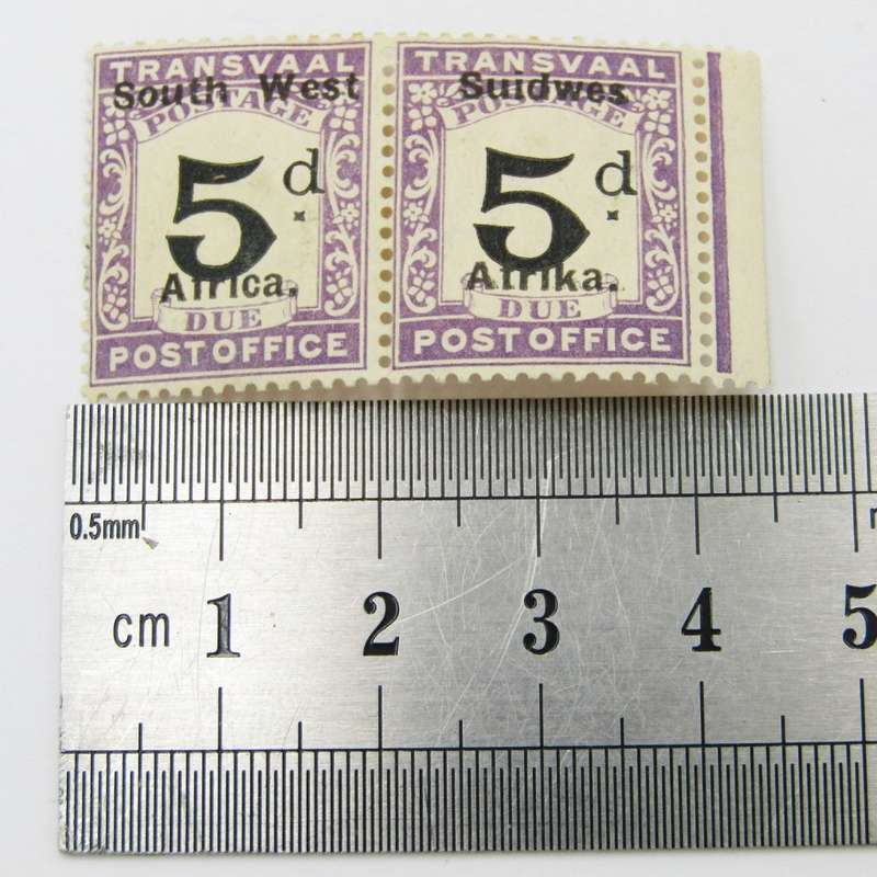 South West Africa postage due 5d May to Sep 1927 mint pair hinged
