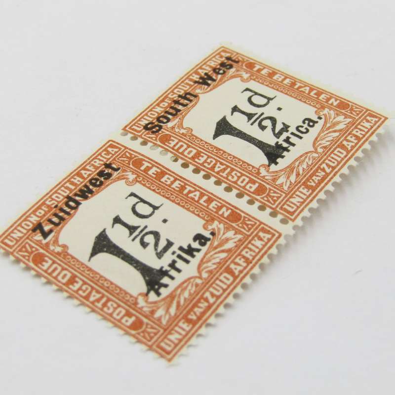South West Africa Postage due 1 1/2 d Pair mint hinged SACC 23
