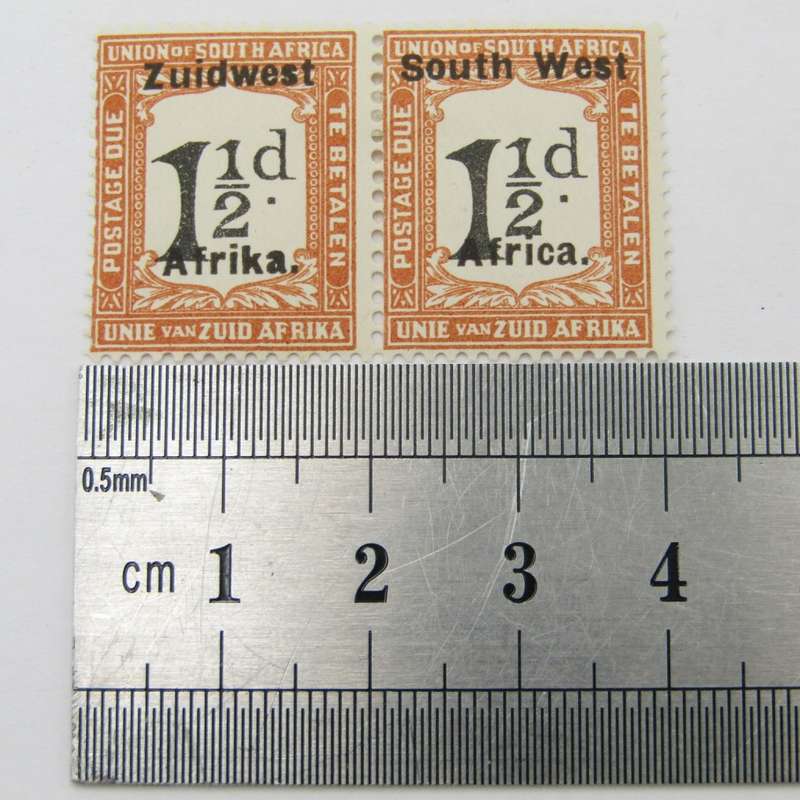South West Africa Postage due 1 1/2 d Pair mint hinged SACC 23