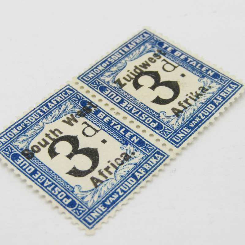 South West Africa Postage due 3d (Type 2) SACC 26 - pair mint