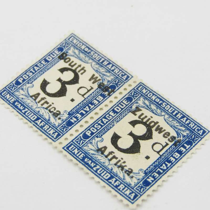 South West Africa Postage due 3d (Type 2) SACC 26 - pair mint