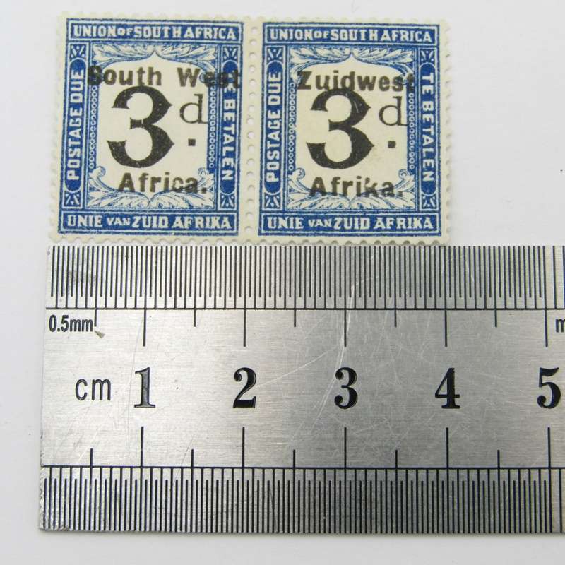 South West Africa Postage due 3d (Type 2) SACC 26 - pair mint