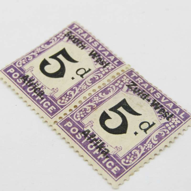 South West Africa Postage due 5d ( Transvaal ) Pair mint hinged - SACC 7