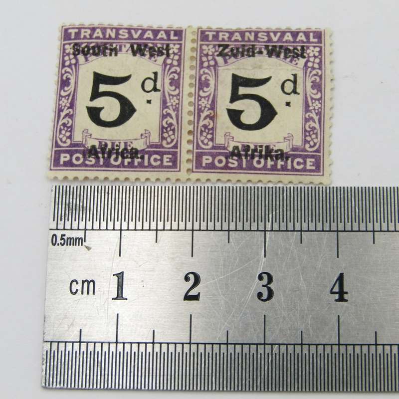 South West Africa Postage due 5d ( Transvaal ) Pair mint hinged - SACC 7