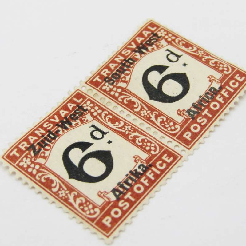 South West Africa Postage due - pair mint hinged 6d ( Transvaal ) SACC 8
