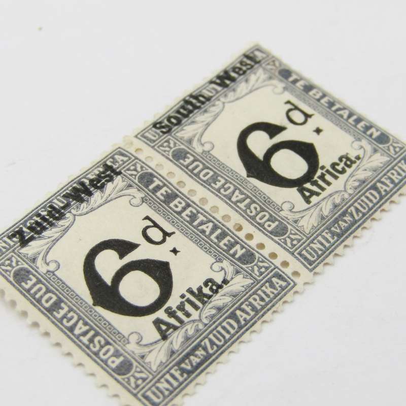South West Africa Postage due pair of 6d stamps SACC 9 mint hinged