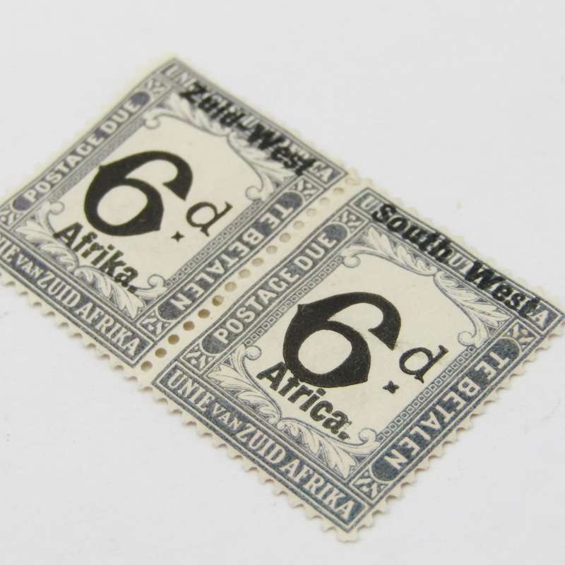 South West Africa Postage due pair of 6d stamps SACC 9 mint hinged