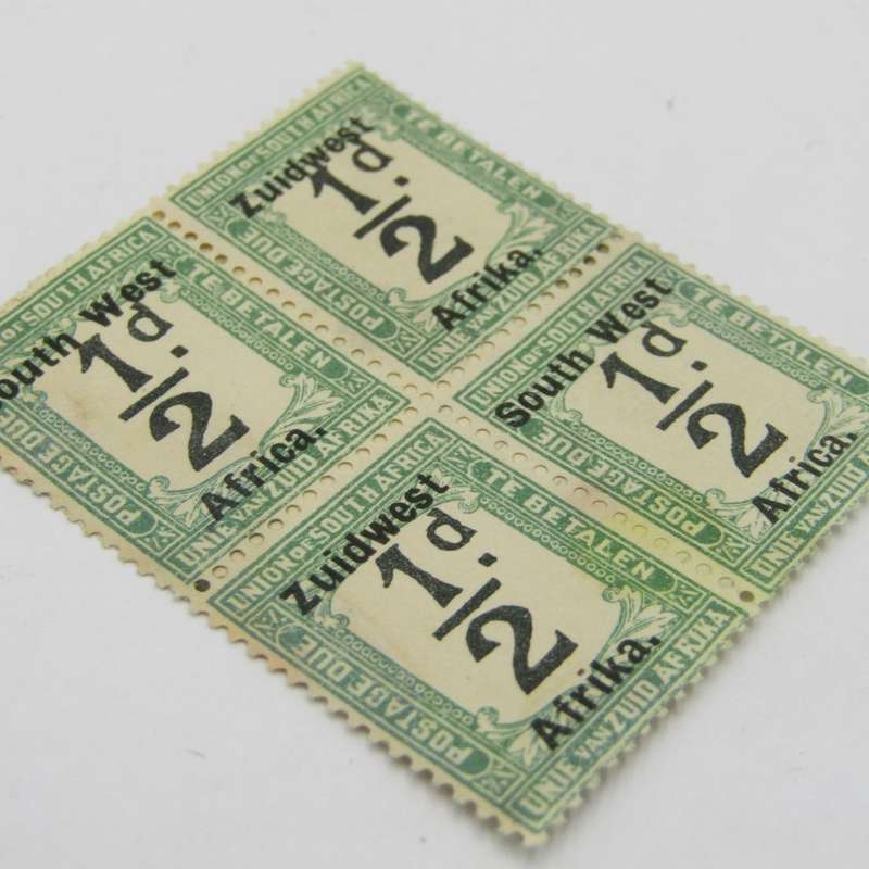 South West Africa SACC 17 Postage due 1924 1/2d block of 4 mint hinged