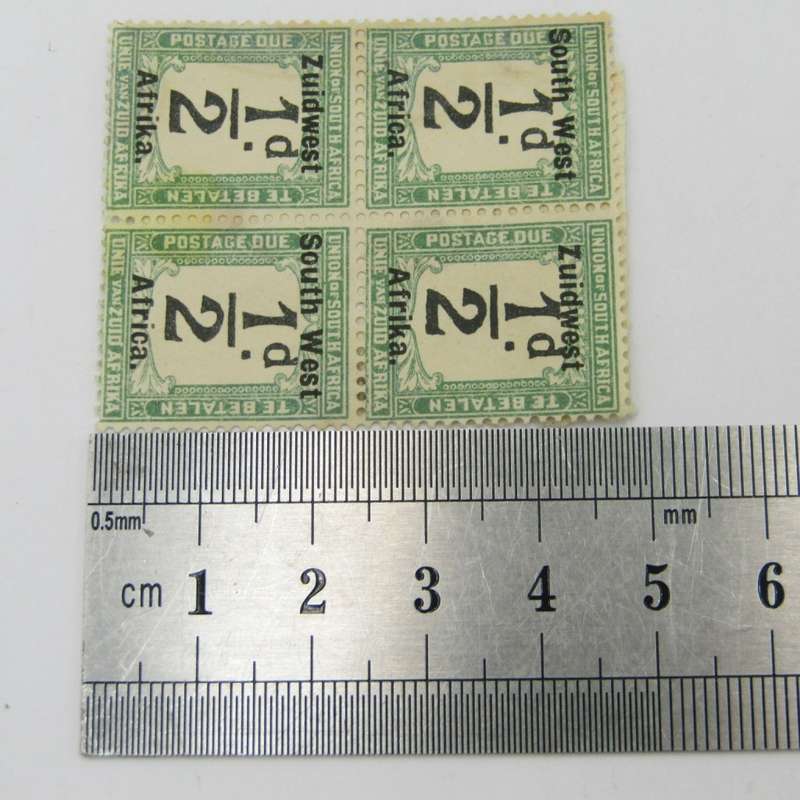 South West Africa SACC 17 Postage due 1924 1/2d block of 4 mint hinged