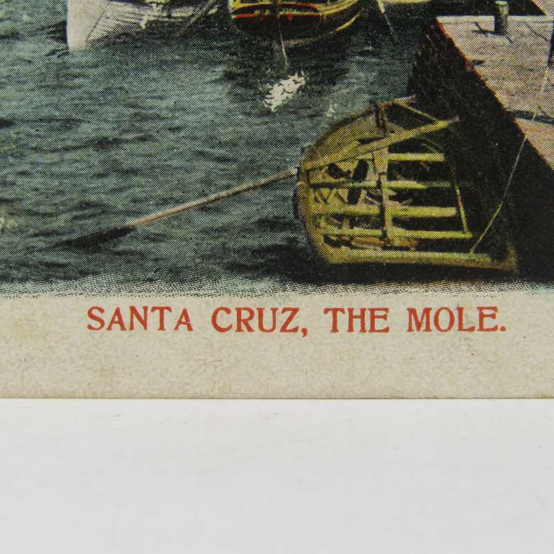 Color postcard early 1900`s of Santa Cruz, The Mole, Tenerlife