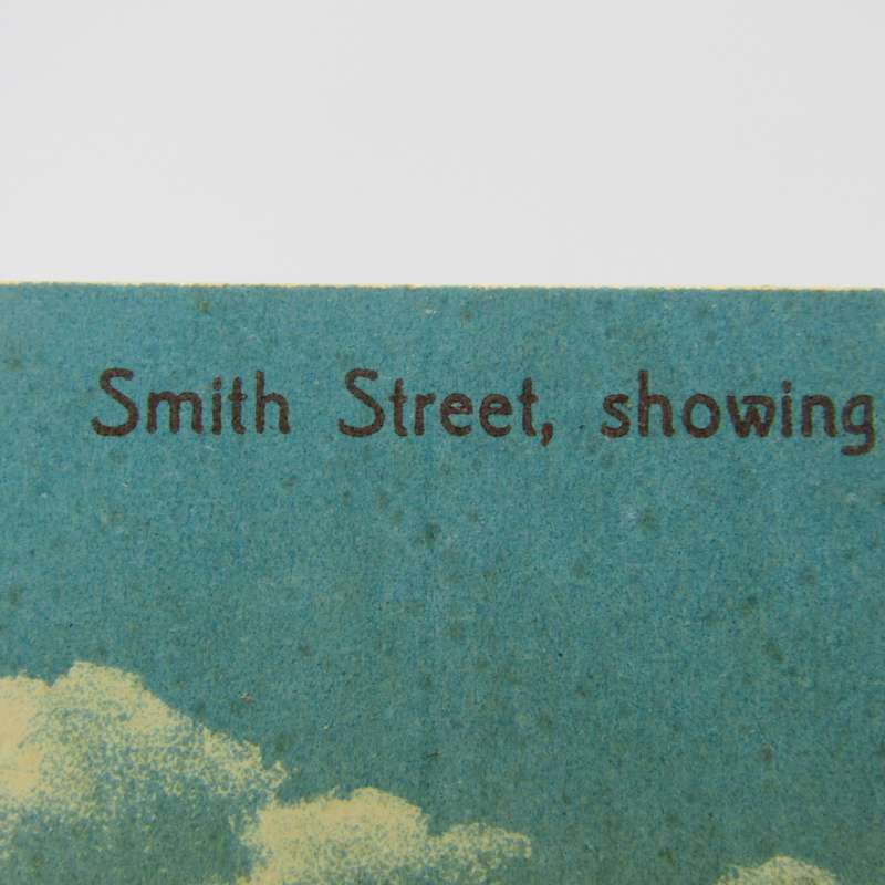 Antique color postcard of Smith Street Durban showing the Natal Bank
