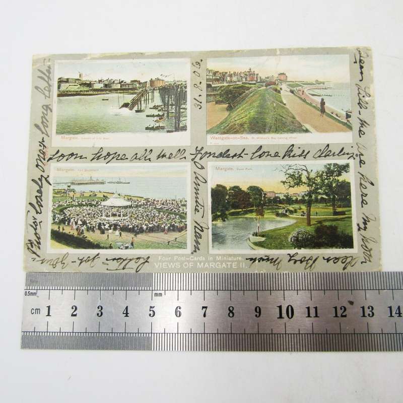 South Africa 1906 Postcard with 4 Margate scenes - some damage