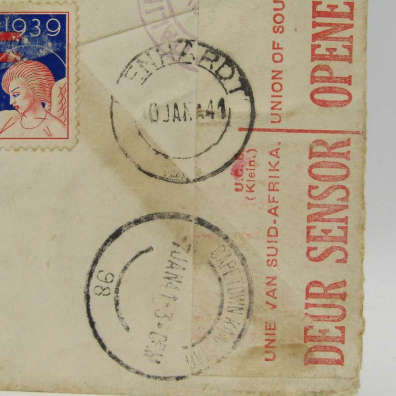 Registered letter posted from Ceres California through New York to Kenhardt