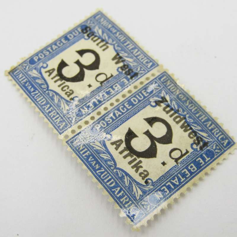 South West Africa Postage due 3d pair SACC 25 - Mint hinged Type 1