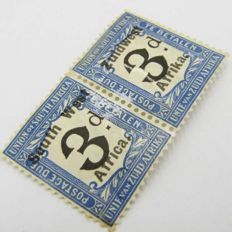 South West Africa Postage due 3d pair SACC 25 - Mint hinged Type 1