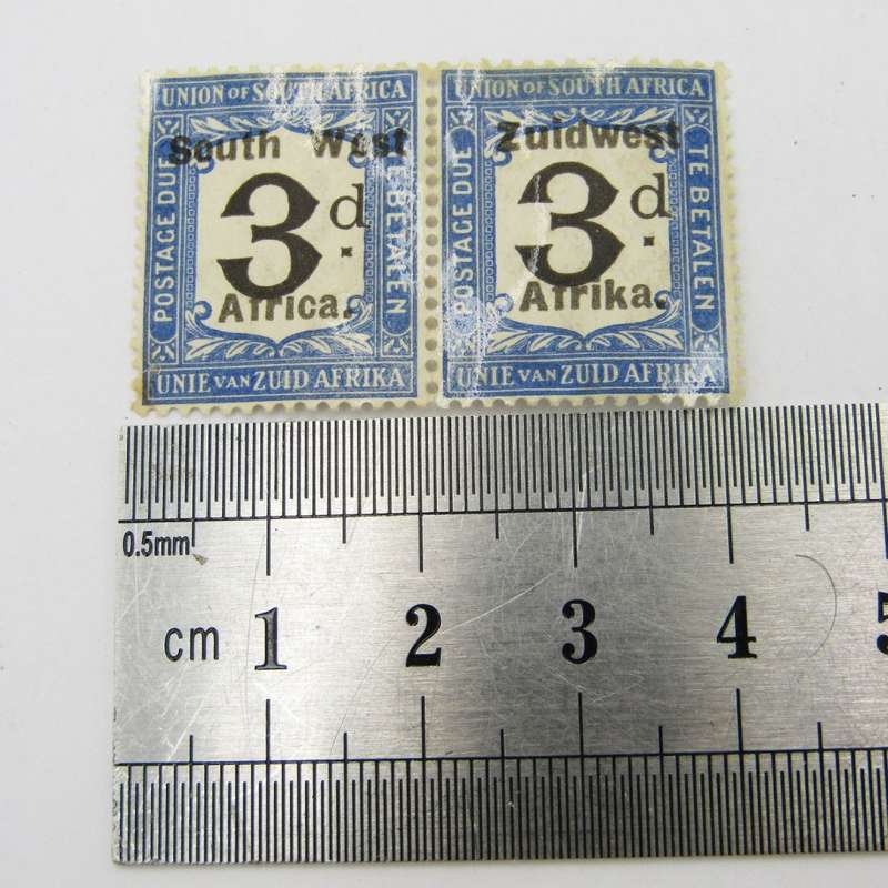 South West Africa Postage due 3d pair SACC 25 - Mint hinged Type 1
