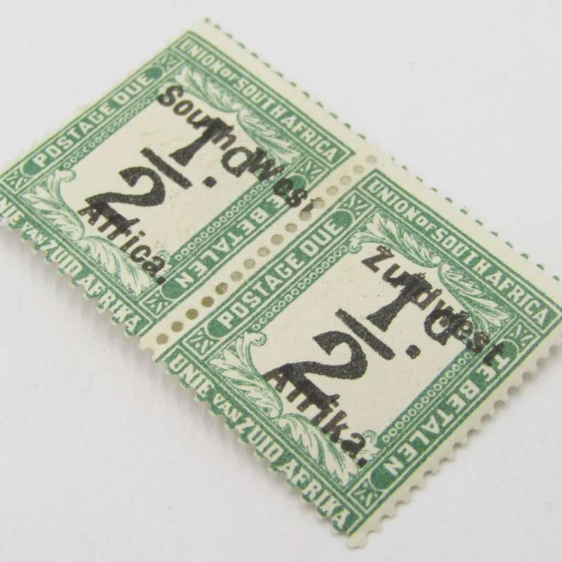 South West Africa Postage due 1/2d pair SACC 21 - mint hinged