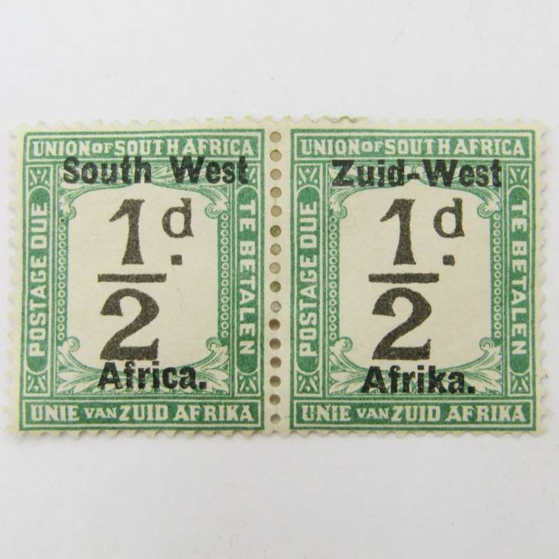 South West Africa Postage due 1/2d - Pair mint hinged SACC 1