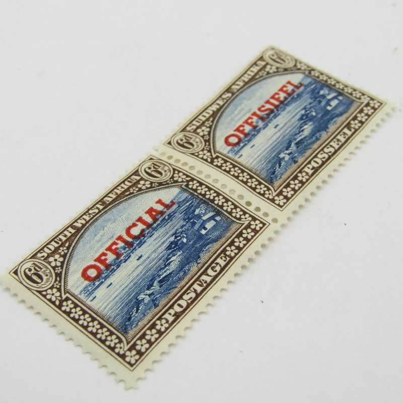 South West Africa official stamps 6d SACC 27 mint hinged pair