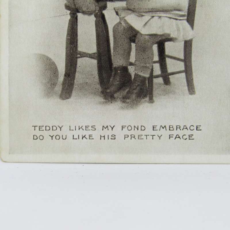 Postcard - vintage Girl with teddy bear