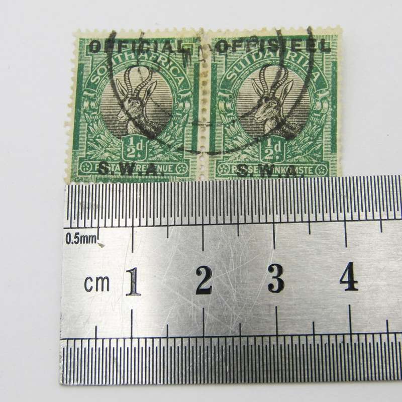 South West Africa official 1/2d pairs used and mint