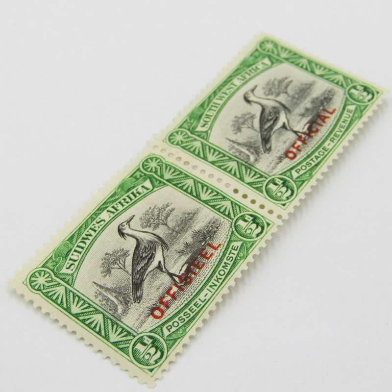 South West Africa official stamps pair SACC 13 mint hinged