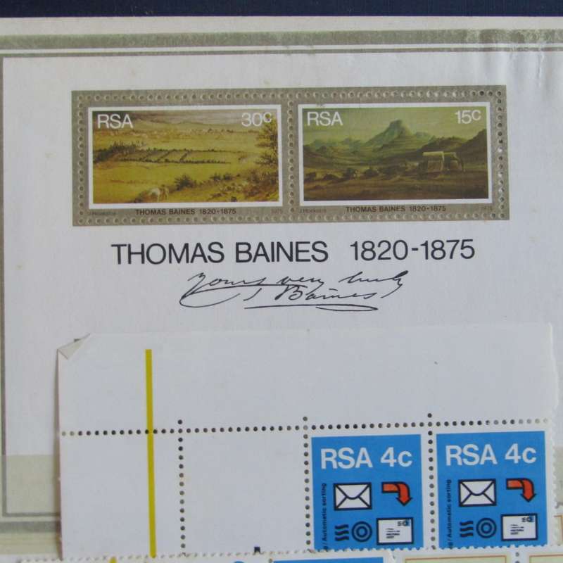 Stamp album with about 850 stamps - most in blocks or control blocks - some early ones