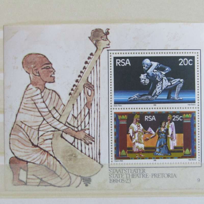 Stamp album with about 850 stamps - most in blocks or control blocks - some early ones