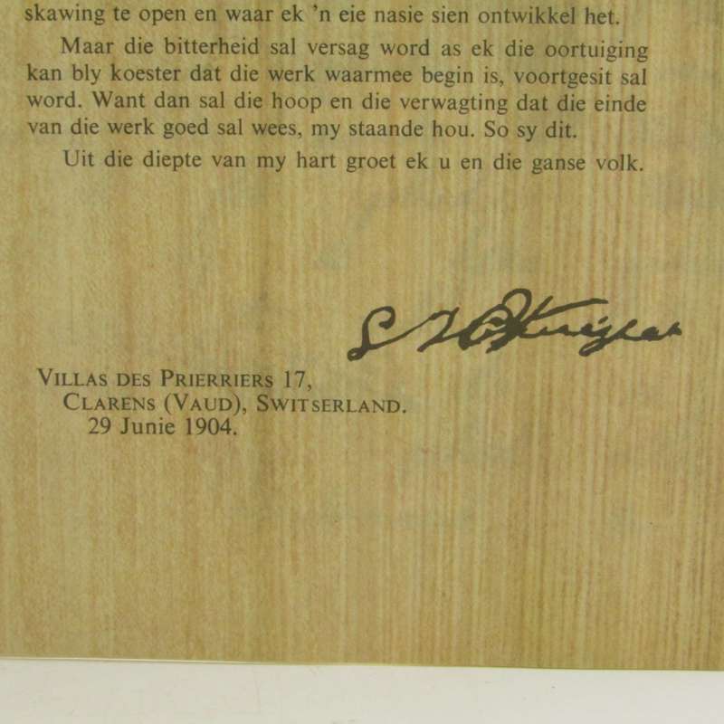 Paul Kruger`s last message - To General Louis Botha - moth damage