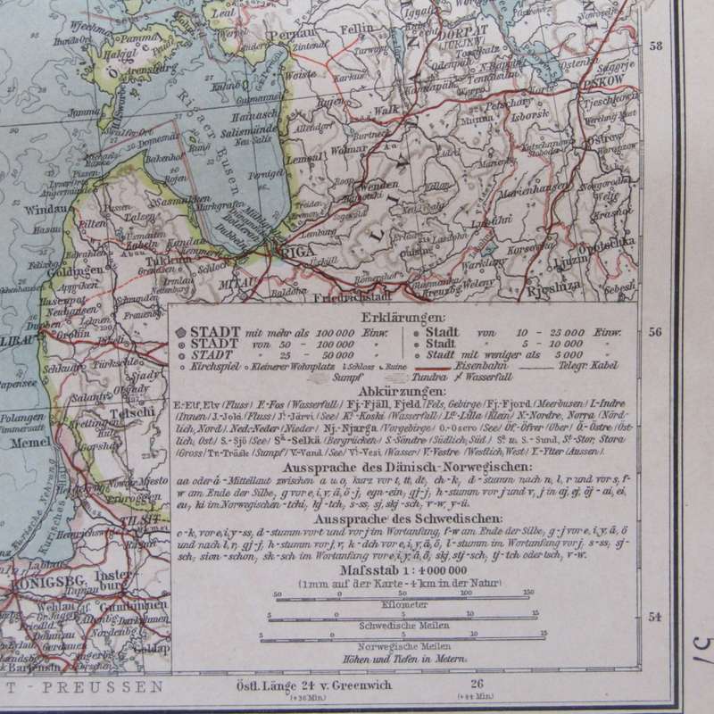 1901 Map of Sweden and Norway on A2 - Scaled 1 : 4000 000