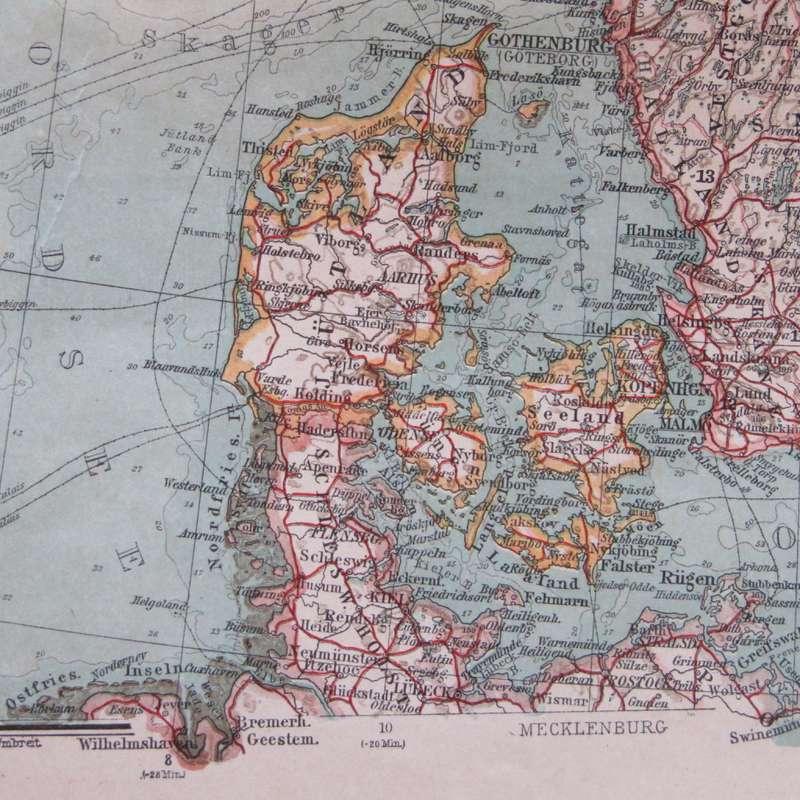 1901 Map of Sweden and Norway on A2 - Scaled 1 : 4000 000