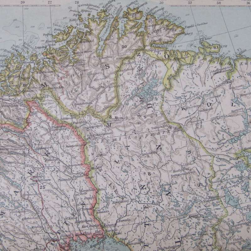 1901 Map of Sweden and Norway on A2 - Scaled 1 : 4000 000