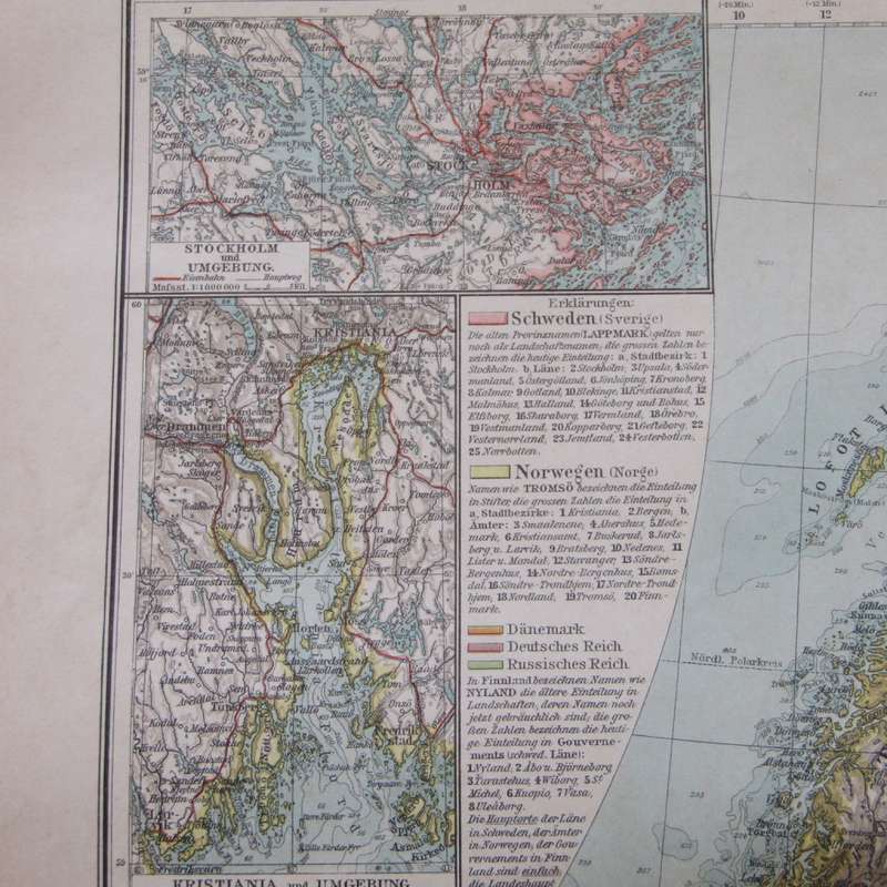 1901 Map of Sweden and Norway on A2 - Scaled 1 : 4000 000