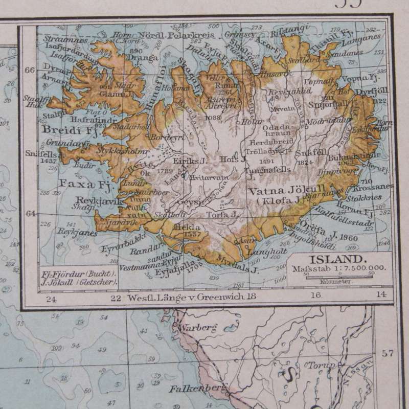 Original 1901 Map of Denmark on A3 - Scaled 1 : 1500 000