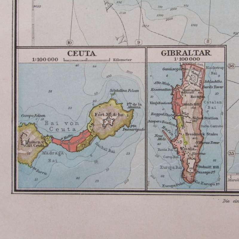 1901 Map of Spain and Portugal on A2 - Scaled 1 : 3000 000