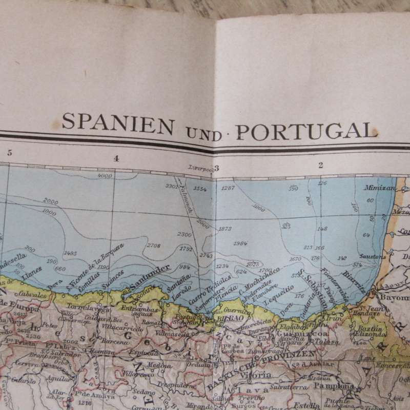 1901 Map of Spain and Portugal on A2 - Scaled 1 : 3000 000