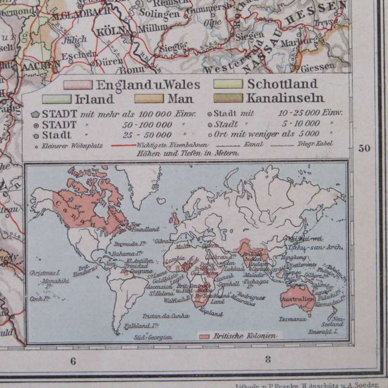 1901 Map of Great Britain and Ireland on A2 - Scaled 1 : 3000 000