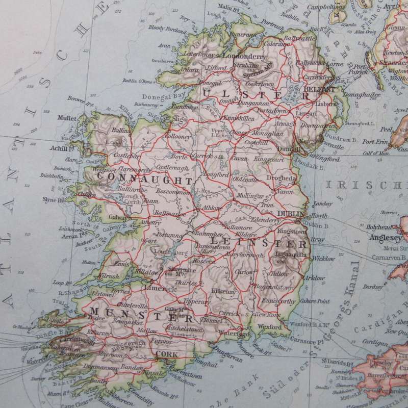 1901 Map of Great Britain and Ireland on A2 - Scaled 1 : 3000 000