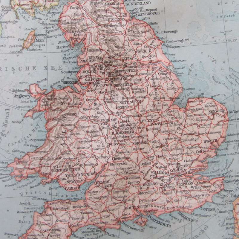 1901 Map of Great Britain and Ireland on A2 - Scaled 1 : 3000 000