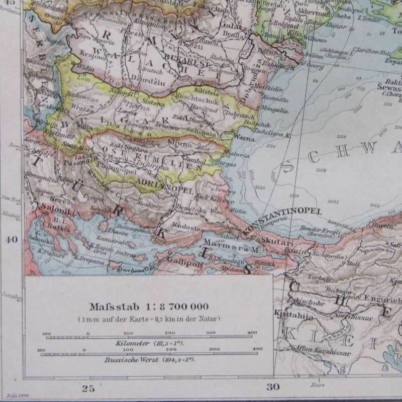 1901 Map of European Russia - on A2 - Scaled 1 : 8700 000